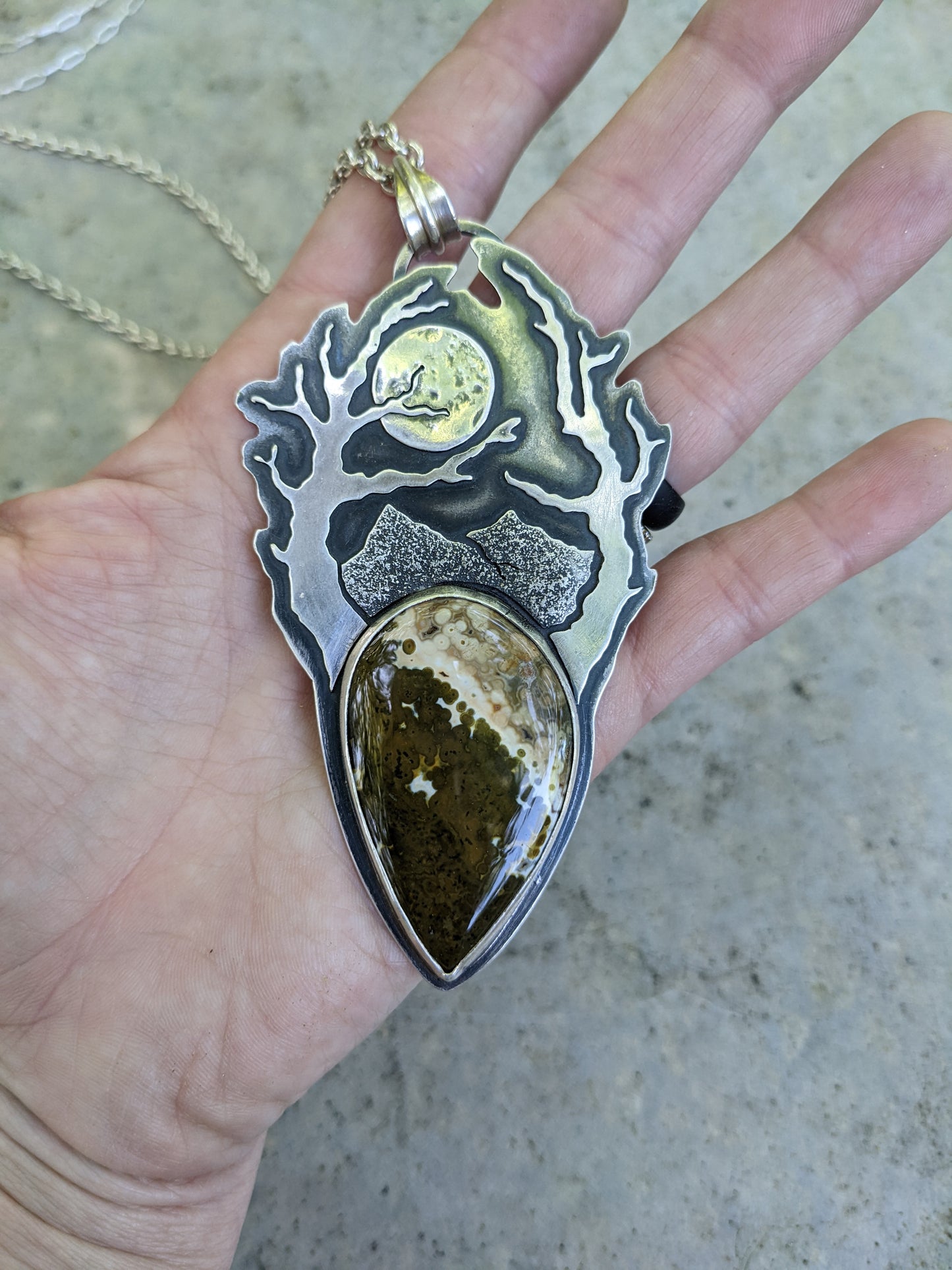 Ocean Jasper, full moon pendant