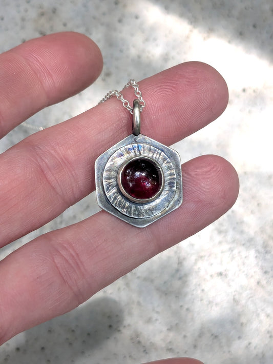 Garnet Hex Pendant