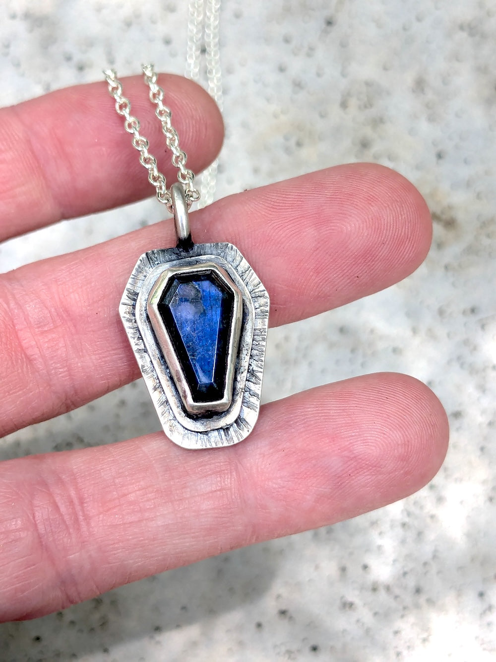 Labradorite Coffin Pendant