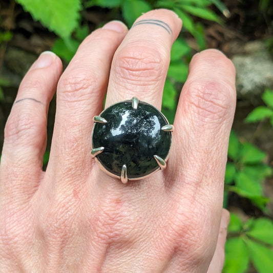 Moss Agate Crown Ring