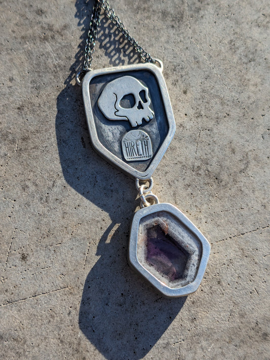 Tentacle shield necklace with amethyst