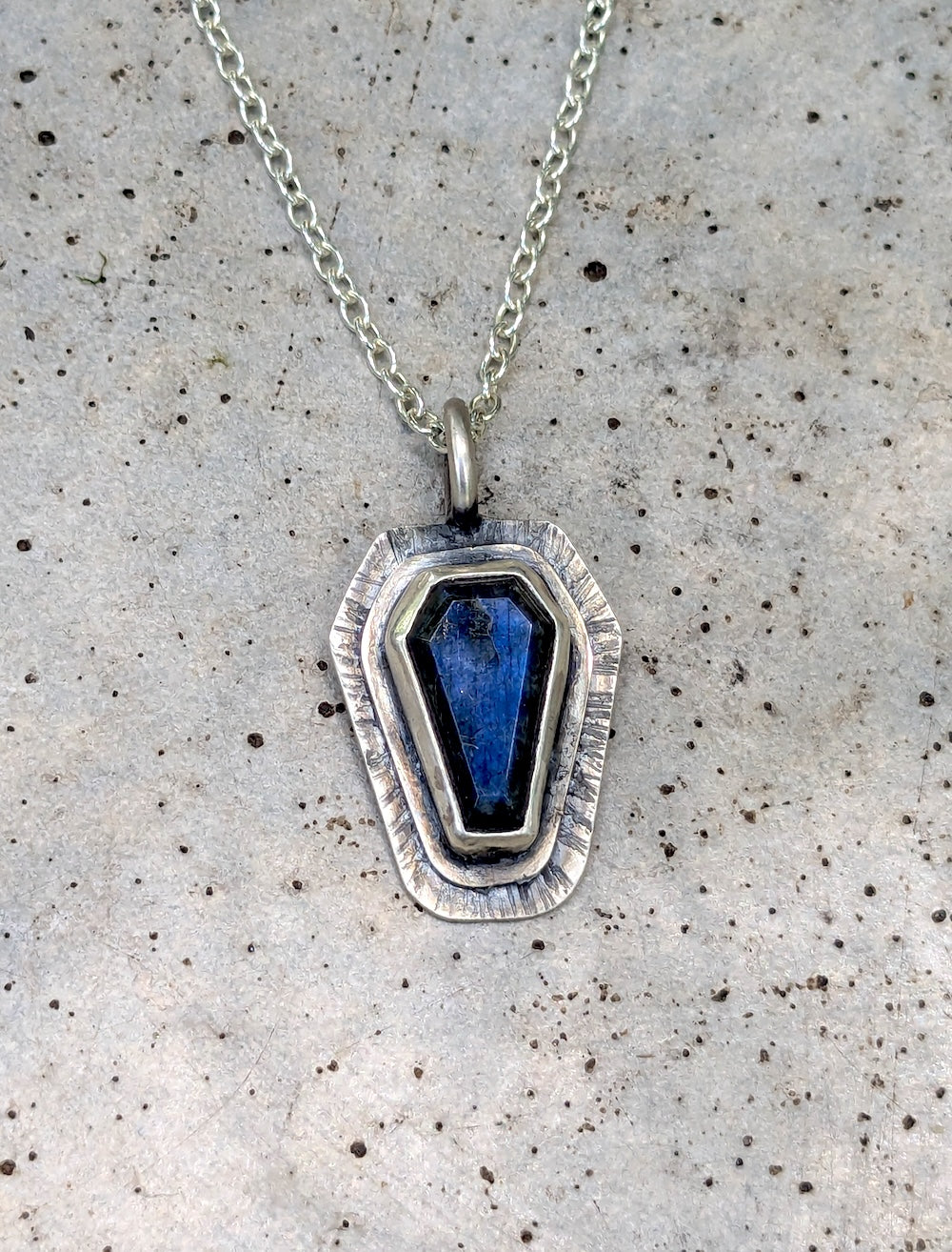 Labradorite Coffin Pendant