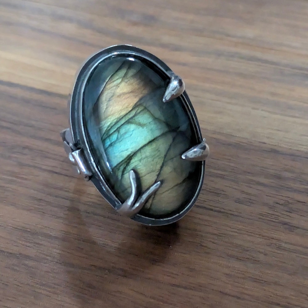 Labradorite Poison Ring