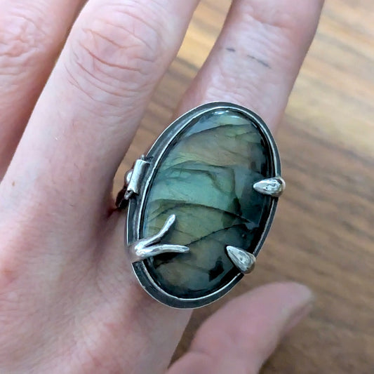 Labradorite Poison Ring