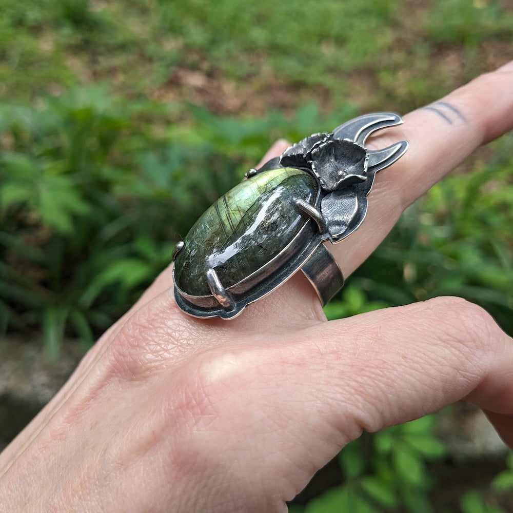 Labradorite Flower Moon Ring