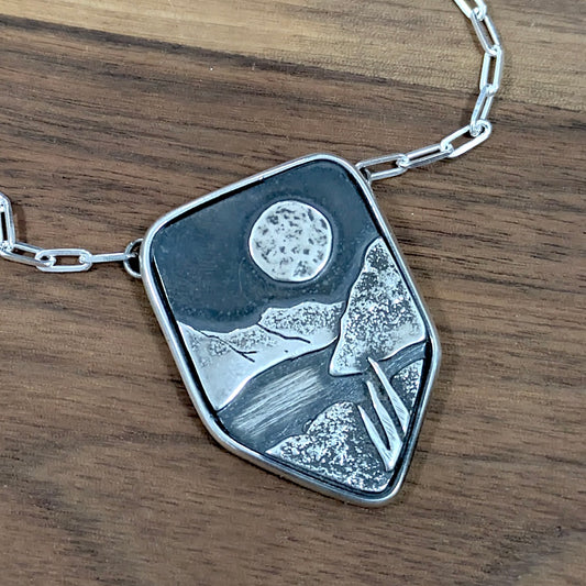 Full moon, landscape pendant